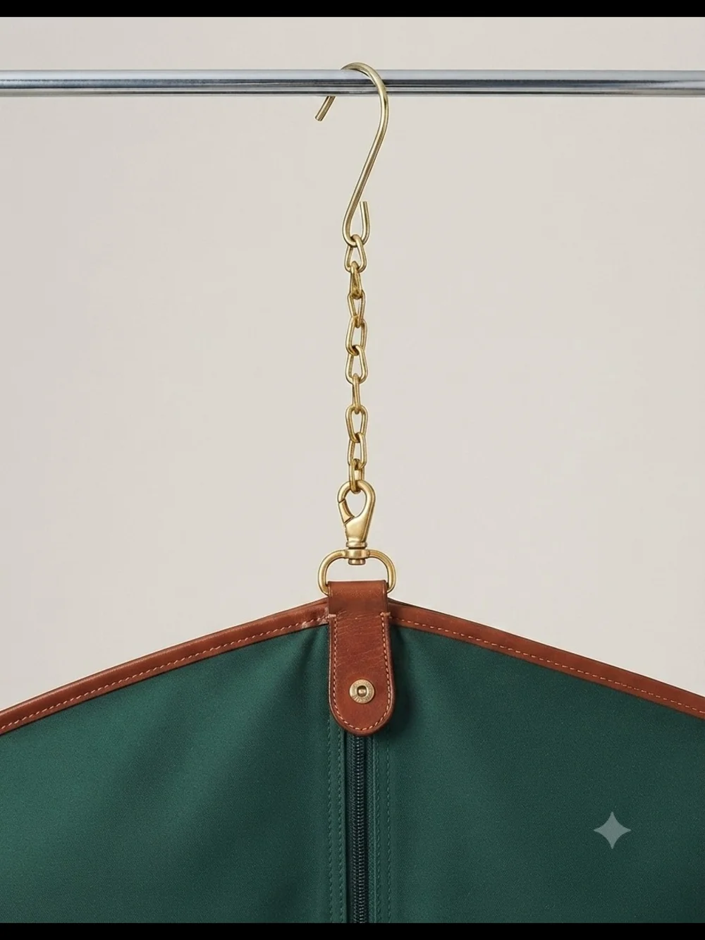 Vintage Polo by Ralph Lauren Green Canvas Garment Bag with Brown Leather Trim